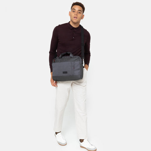 person wearing Acton CNNCT Accent Gray Shoulder Bag
