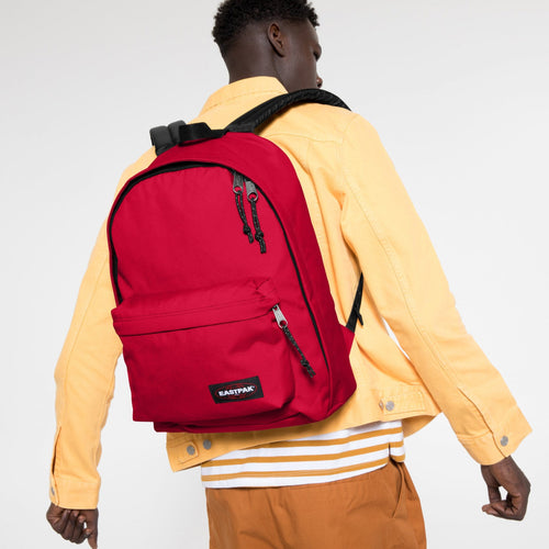 man wearing Out Of Office Sailor Red Backpack