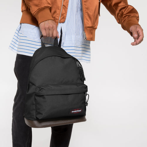 model holding Wyoming Black Backpack