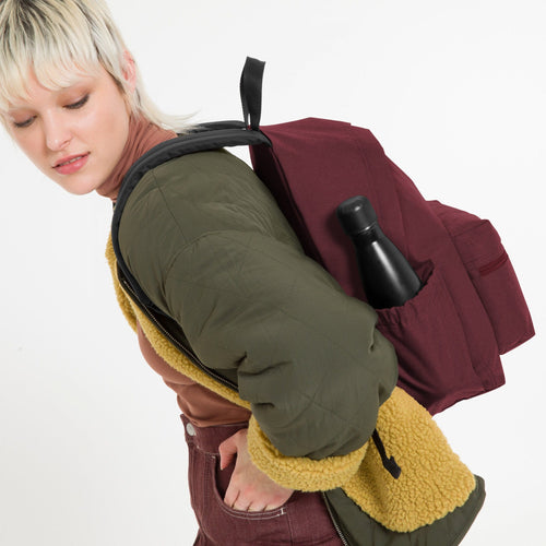 Padded Zippl'r + Crafty Wine Backpack Side View With Model