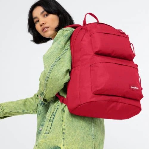 woman wearing Padded Double Sailor Red Backpack